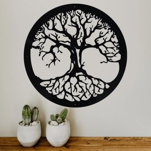 DECORATION MURALE EN METAL - ARBRE DE VIE - 25 cm