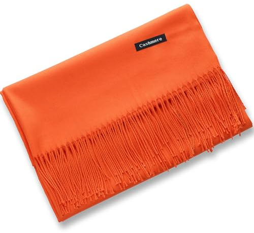 AKLISA Mütze Schal Set Damen Women-Match Quastenschalschal Für Frühlings- Und Herbstwärme Und Modisches Temperament-orange-70 * 195 cm