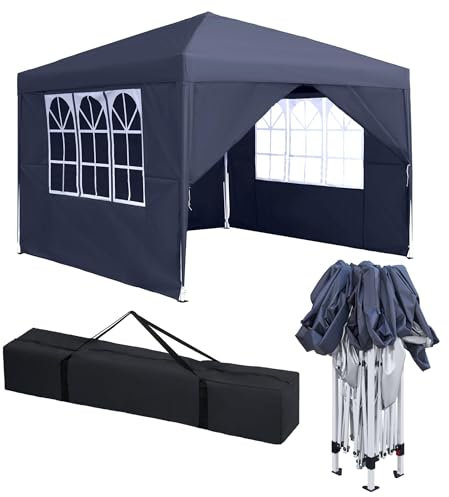 XINZI Pavillon 2.5x2.5 m Faltpavillon mit Wasserdicht Dach Stabil Winterfest Gartenpavillon 2.4-2.6 m Höhenverstellbar Faltbar Partyzelt UV-Schutz 50+ Gartenzelt Camping Pavillion, Anthrazit