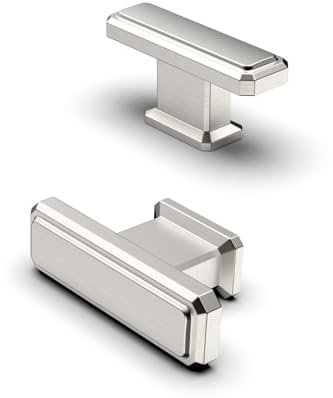 FURNIWARE 10 Stück Möbelknöpfe Gebürsteter Nickel, Silber T Schrankgriffe, Vintage Küchengriffe, Zinklegierung Schubladenknopf, Kommode Türgriffe, Knöpfe für Schränke, Kleiderschrank