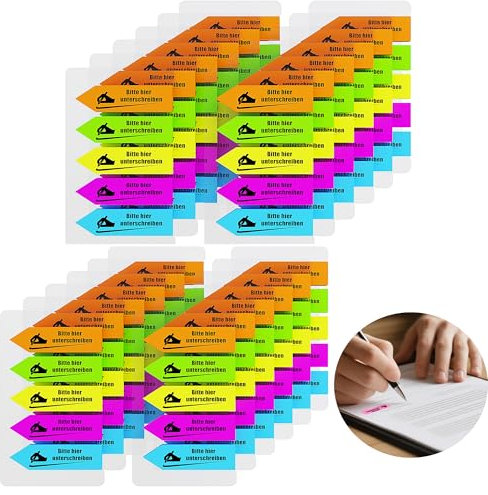 KIFZM 1800 Bitte hier unterschreiben Aufkleber, Pfeil-Etiketten Aufkleber selbstklebend Sign Here Tabs Sign Post Here Index Fahnen für Dokumente Notizbücher Verträge, Bücher oder Akten (1800)