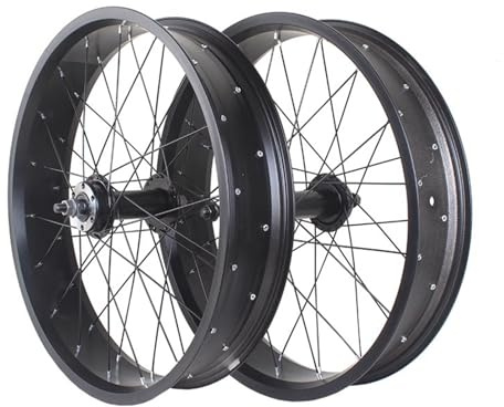 MirOdo Snowbike-Radsatz 20/24/26×4,0 Aluminiumlegierung Fat Tire Bike Vorder-Hinterrad 36H*14G Speichen Scheibenbremse 135mm/195mm Lagernaben Für 6/7/8/9/10-Gang-Strandfahrrad,Fatbike(Pair,24)