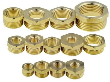 MEXEWORD Brass Hex Bushing Reducer Pipe Fitting 1/8 1/4 3/8 1/2 3/4 F To M Threaded Reducing Copper Water Gas Adapter Coupler Connector(Female 01-Male 03)