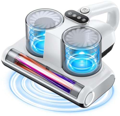 JPHYLL Milbensauger für Matratzen Milbenstaubsauger mit UV-Licht 16Kpa Bürstenrolle Ultraschall HEPA Filter Heißer Wind Funktion Matratzensauger zur Entfernung von Staubmilben Allergenen 500W Weiß