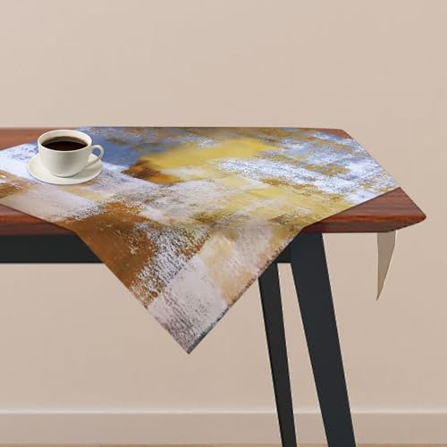 Tischdecke, 73*73cm Tischläufer Braun, Kurz Leinen Tisch Deko, Moderne Kunst Gemälde Tischdecken, Aesthetic Tischdecke, Dekoration Tischläufer für Herbst Party Hochzeiten Feiertage Geburtstag
