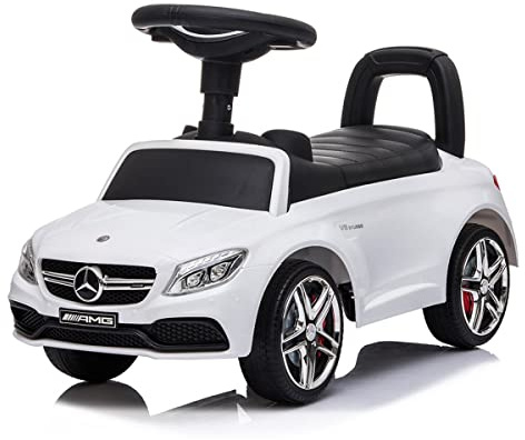 Kinder-Lauflernwagen Mercedes AMG C63 mit offizieller Lizenz für Kinder, Aufbewahrung unter dem Sitz und Kippschutzsystem, Kinderspielzeug ohne Pedale