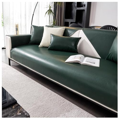 YUEZHONG Wasserdichter Couch-Sofabezug Aus PU-Kunstleder, Vintage-Sofabezug for Zweisitzer, L-förmiges Sofa, Möbelschutz for Hunde Und Katzen(Green,90x240cm/35.4x94.5in)