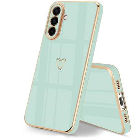 HopMore Handyhülle für Samsung Galaxy A17 5G Hülle Silikon mit Herz Muster, Stoßfeste Schutzhülle Weich TPU Cover Ultra Dünne Case für Samsung A17 5G, Minzgrün