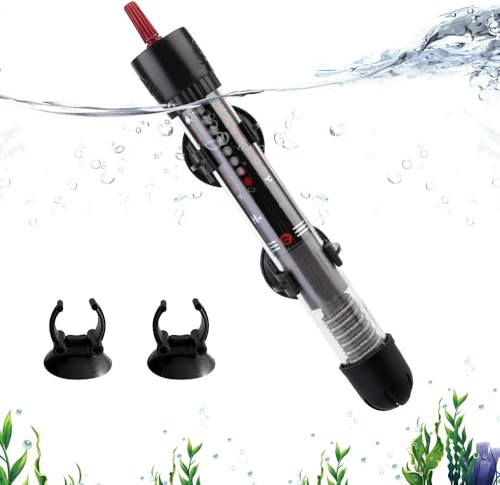 Aoreun Chauffage d'aquarium 50 W, Chauffage en Verre Submersible, Température Réglable Chauffe-Aquarium avec Ventouse pour Réservoir de Poissons 60L (20-34°C, 50W)