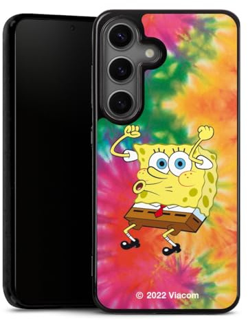 Silikon Hülle kompatibel mit Samsung Galaxy S25 Case schwarz Handyhülle Spongebob Schwammkopf Offizielles Lizenzprodukt Batik