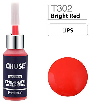 CHUSE Pigmentos para labios PMU de 0,4 oz/12 ml (T302 rojo brillante)
