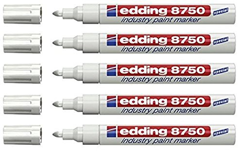 edding Lackmarker edding 8750 industry paint marker, 2-4 mm (5, weiß)