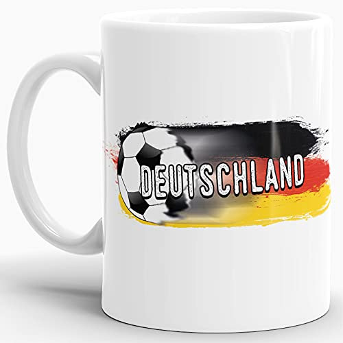 Flaggen-Tasse Deutschland - passend zur EM/WM/Liga/Pokal/Fussball/Fahne/Sport/Cup - Qualität Made in Germany Weiss