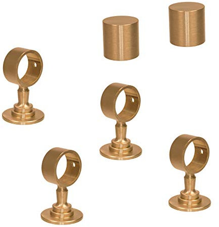 2 Endkappen und 4 Seilträger Messing matt für 30mm Handlaufseil