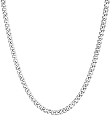 ChainsHouse Collana a catena a maglia cubana per uomo Catena a cordolo in acciaio inossidabile da 26 pollici di spessore 3 mm