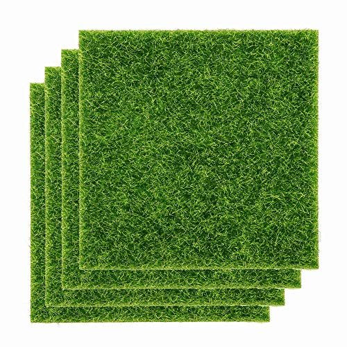 Odoria 4 Stück Künstliche Rasen Gras 15x15cm für DIY Garten Puppenhaus