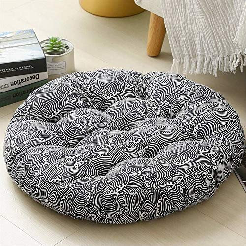Morbuy Stuhlkissen Rund Einfarbig Sitzkissen, Atmungsaktiv Leinenimitat Tatami Mat Komfortable Stühle Bodenkissen Sitzauflagen für Outdoor Garten Office Sessel (50cm,japanisch)
