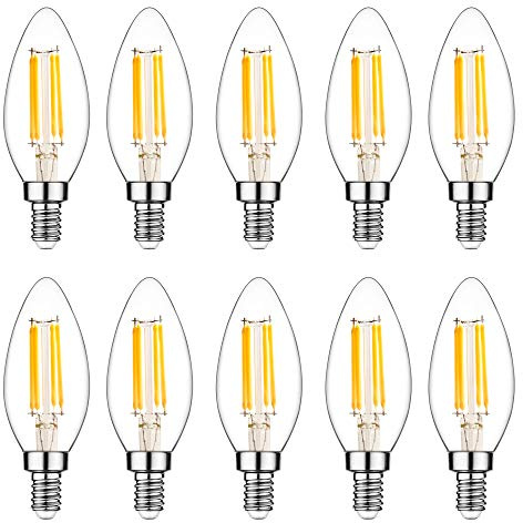 Raheem E14 LED Bulb, Dimmable, 110v 300 Lumens 2700k 40w Equivalent, Best Replacement for Halogen and Incandescent Bulb, Candelabra LED Bulbs, 10 Pack (Warm White)