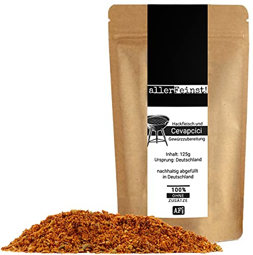 allerFeinst! - Cevapcici und Hackfleisch Gewürzzubereitung - Gewürz für leckere Ćevapčići, Köfte, Hackfleischröllchen, 1er Pack (1 x 125g)