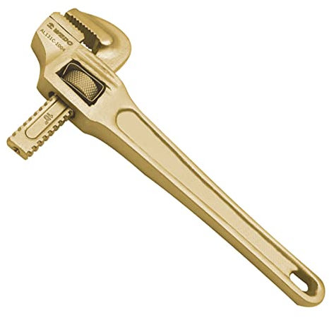 WEDO Gebogener Rohrzange, funkenfreier, gerader Sanitärschlüssel, kein Funken, verstellbarer Sicherheitsschlüssel, Aluminium-Bronze, DIN-Standard, BAM- und FM-Zertifikat, 45,7 cm, 76 mm x 450 mm