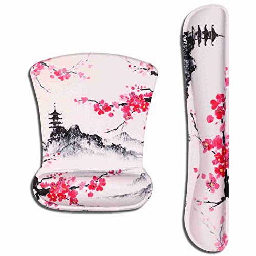 AOKSUNOVA Mauspad mit Handgelenkauflage Ergonomisches Mauspad mit Gelkissen Mousepad Handballenauflage Tastatur Japan