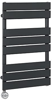 Milano Lustro 400W Anthracite Flat Panel Electric Heated Towel Rail Thermostatic - 825mm x 450mm