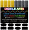 DIGIELE Kreidestift Gold + Silber, 4 Kreidestifte Gold + 4 Kreidemarker Silber 6mm+32 Tafel Labels, Trocken oder Feucht Abwischbare Flüssigkreide, Reversibel Stiftspitze-Whiteboard/Tafel/Fenster/Glas