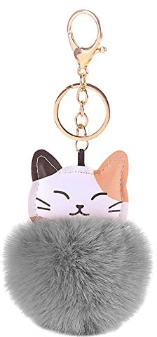 Mignon Porte-clés en Peluche, Chat Boule De Fourrure Porte-clés Voiture Porte-clés Boule De Fourrure Pendentif Pompon Pendentif Moelleux Peluche Porte-clés Dame Fille Sac Décoration Pendentif
