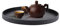 Wood Serving Tray, 37.5cm Round Shape Solid Wood Tea Coffee Snack Food Meals Serving Tray Plate Restaurant Trays (Black)