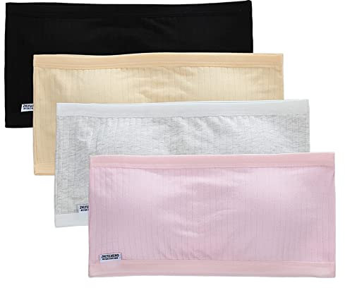 LICHENGTAI Sujetador Bustier para Niñas, Sujetadores de Algodón Bralette, Juego de Sujetador de 4 Piezas, con Almohadillas Extraíbles, Adecuado para Niñas con Un Busto de 60cm-80cm para 8-16 Años