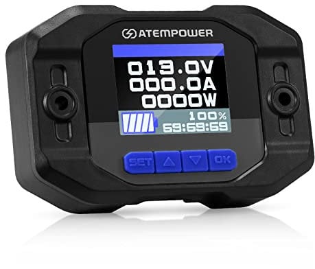 ATEM POWER 12V 100A Battery Monitor with Shunt Wire - Real-time Monitor Voltage Current Watt - Compatible with 12V Lithium, Lead-Acid, AGM, Gel Batteries
