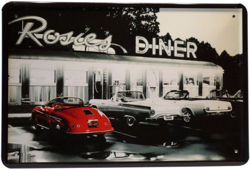 DekoDrom® Blechschild 20x30 cm Rosie´s Diner USA Kult Restaurant Oldtimer Auto Vintage Deko Bar Kneipe Sammler Geschenk