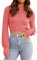 GeGekoko Maglione corto da donna, sexy, cropped, con scollo rotondo, autunno, inverno, caldo, a maniche lunghe, elegante maglione corto da donna, Colore: rosa., S