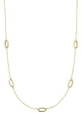 Lucardi - Damen Halskette aus 585er Gelbgold mit 5 Ovalen - Halskette - 585 Gold - Gelbgold - 45 cm - Nickelfrei