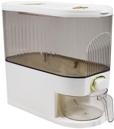 Gzsekken Rice Dispenser 11lbs(5kg) Rice Container Large Sealed Grain Container with Lids and Time Recorder Food Bucket Grain Storage Container Cereal Storage Box Tank for Home Kitchen