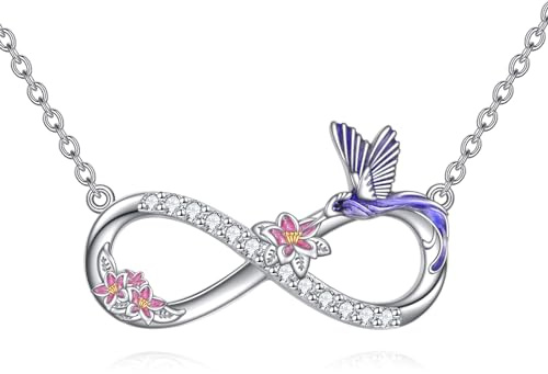 YAFEINI Kolibri Kette für Damen 925 Sterling Silber Kolibri Anhänger Halskette Mutter und Tochter Kette Kolibri Blumen Schmuck Geschenke für Frauen Mädchen
