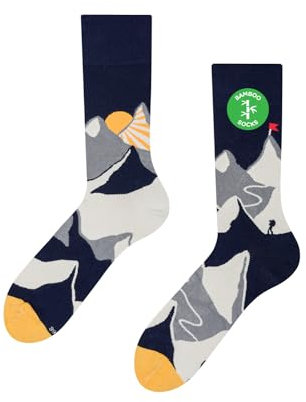 Dedoles Socken Unisex Damen Herren & Kinder Baumwolle viele lustige Designs 1 Paar Geschenk links rechts verschieden, Farbe: Grau, Motiv: Bergsteiger (Bambus), Gr. 43-46