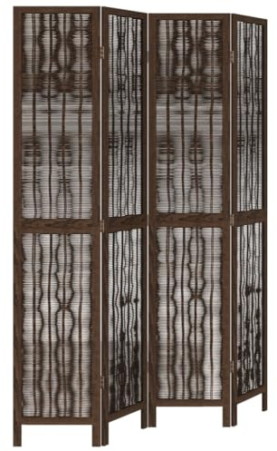 vidaXL 4-TLG. Raumteiler Dunkelbraun Massivholz Paulownia