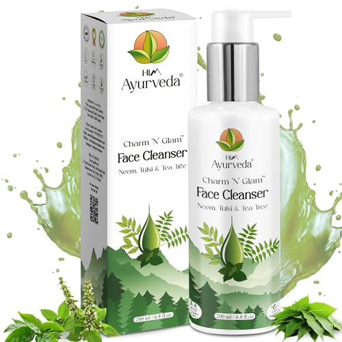 HIM Ayurveda Charm N Glam Face Cleanser(Face wash) |with Neem,Tulsi,Tea Tree |For Dry, Oily & Acne Prone Skin|Deeply Cleanses | Exfoliates Skin| For Men & Women | Sulphate Free | 200ML
