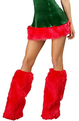 Nicoxijia Women Sexy Furry Leg Warmers Winter Cozy Faux Fur Leg Warmer Long Boot Cuff Cover Christmas Party Costume Accessory