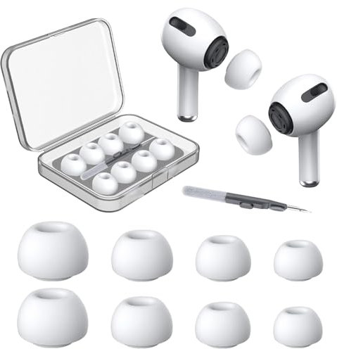 4 Pairs Airpods Pro Ersatzstöpsel, Kompatibilität mit Airpods Pro/Airpods Pro 2 Silikontips, für Apple Airpods Pro 2 Ohreinsätze, Airpod Pro Ear Tips, mit Reinigungsstift/Aufbewahrungsbox(XS/S/M/L)