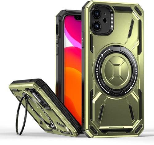 SORAKA Case for iPhone 11 with Ring Stand,compatible with MagSafe iPhone 11 case with Metal Plate for Magnetic Car Mount Rugged shock-absorbing case