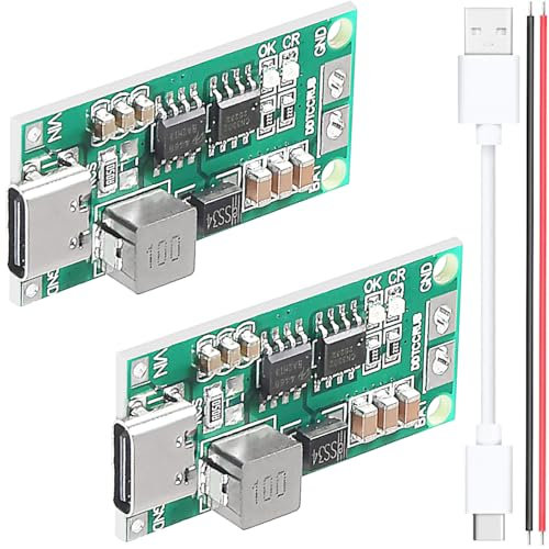 Youmile 2 pcs 4S 2A Lithium Battery Charging Board Type-C USB 18650 Li-ion Lithium Battery Charger Module Boost Converter 16.8V Charging Protection Board with Type-C to USB cable red and black cable