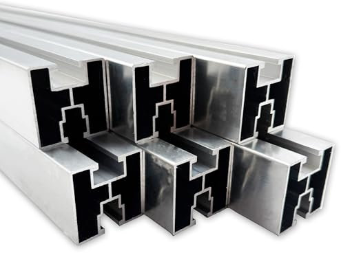 Aluprofil 40x40 Nut 8/10 | Länge: 4 x 2 m (8 m) | Alu Solarprofil | Solarschiene | Photovoltaik | Montageschiene | Systemprofil | Solaranlage | Montageprofil 40x40 mm PV | Aluminiumprofil |