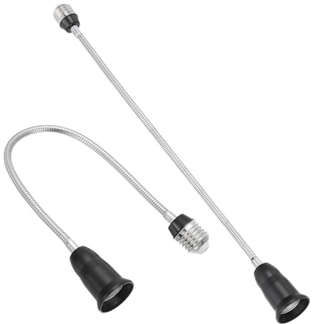 PATIKIL 19.7 Inch E26/E27 Light Socket Extender, 2 Pcs Flexible Bulb Socket Extension Adjustable Bulb Extender Adapter for Medium Screw Base Home Lamps, Black