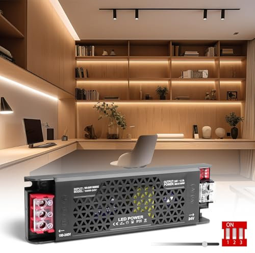 SUCIKORIO 24V 100W Dimmable Alimentation LED Driver 5 Modes 220V 24V AC 100W 4,1A LED Transformateur Ultra Fin LEDs Transfo Alimentation à Découpage Convertisseur De Tension AC à DC Pour Intérieur