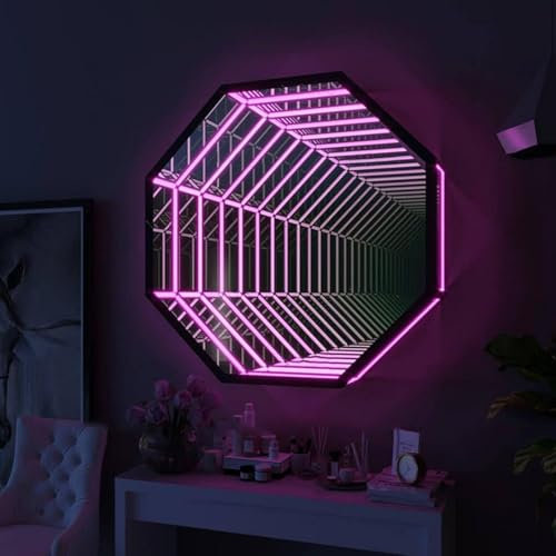 LED-Unendlichkeits-Spiegel-Tunnel-Lampe, 3D-Spiegel-Nachtlicht, achteckiger Unendlichkeitsspiegel-Tunnel-Lampe, 358 magisches mehrfarbiges wechselndes Licht, RGB-Farbwechsel-Tunnel-Licht, 358 Farben