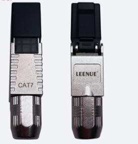 LEENUE Blindado RJ45 Conector CAT 7 sin Herramienta, 10Gbps/600MHz, Dorado Conectores RJ45 POE Para cables de instalación Cat7 Cat6A, Conector LAN Cat7 sin Herramienta, reutilizable, 8 Unidades