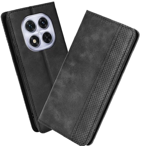 XINNI Cover per Xiaomi Poco X7 5G Custodia, retrò Flip Magnetica Pelle PU/TPU Portafoglio, Nero
