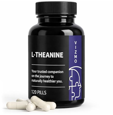 VIZMO L-Theanin 400mg Tagesdosis - 120 Vegane Kapseln | Für Konzentration, Entspannung und Stressabbau, Natürliches Nootropikum, Für Fokus und Schlafqualität